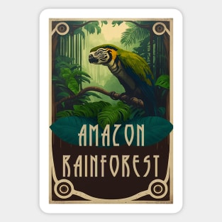 Amazon Rainforest Vintage Travel Art Poster Sticker
